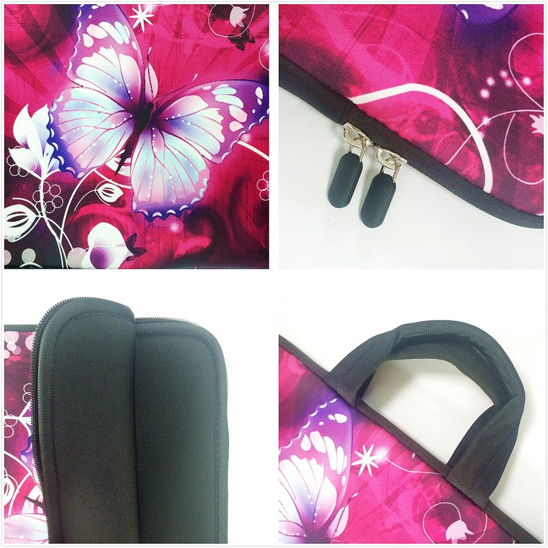Baocool 11" 11.6" 12" 12.1" 12.5" inch Laptop Carrying Bag Case Notebook Ultrabook Bag Tablet Cover Neoprene Fit Samsung Google Acer HP DELL Lenovo Asus (11 11.6 12.1 12.2 inch, Purple Butterfly) - Image 3